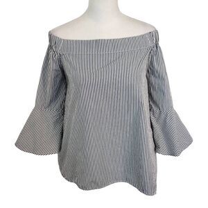 Cupio Navy Stripe Off the Shoulder Top Size Medium Preppy Striped Top